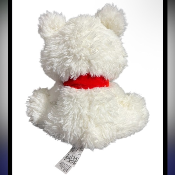 Fiesta 9.5" Scruffy Polar Bear with Red Scarf and Jesus Loves Me Embroidered - Picture 2 of 8